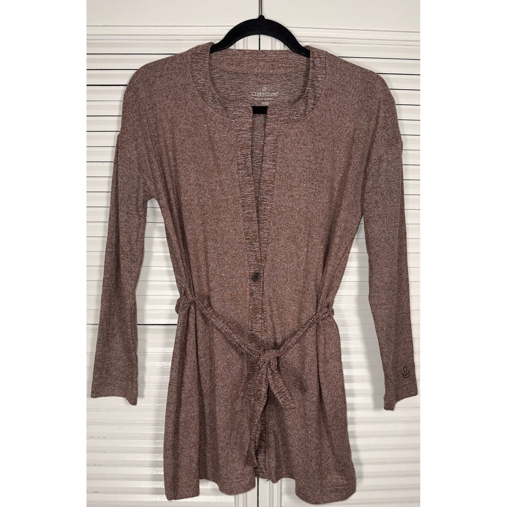 Cuddl Duds Seriously Soft Oak Heather Lightweight‎ Belted Wrap Cardigan Size PXS